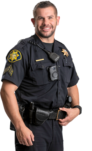 smiling male police officer wearing uniform
